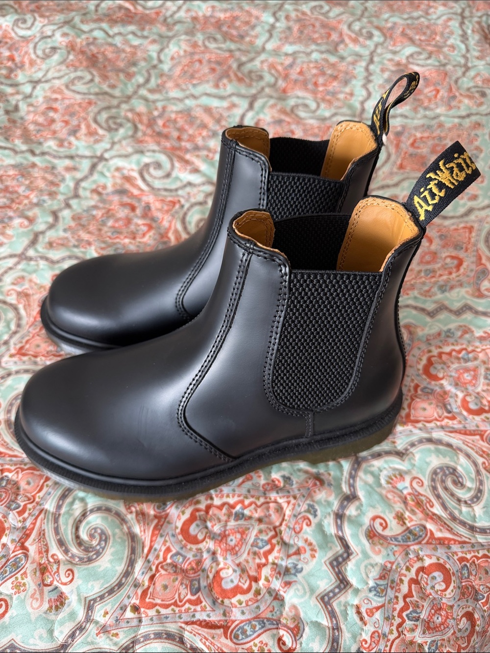 Dr. Martens Black Chelsea Boots with Tan Pull Tabs - Picture 3 of 7